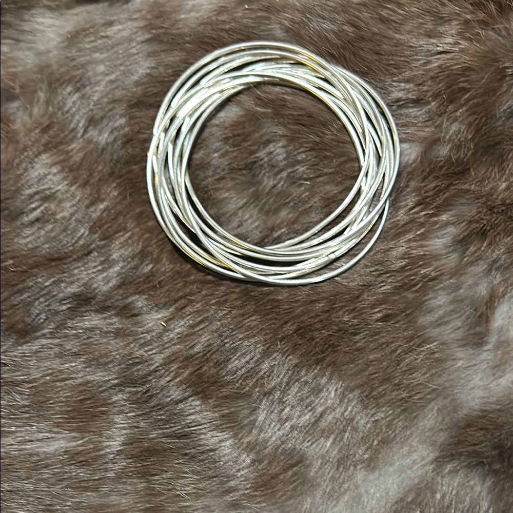 Silver Bangle Bracelets Set - image 1